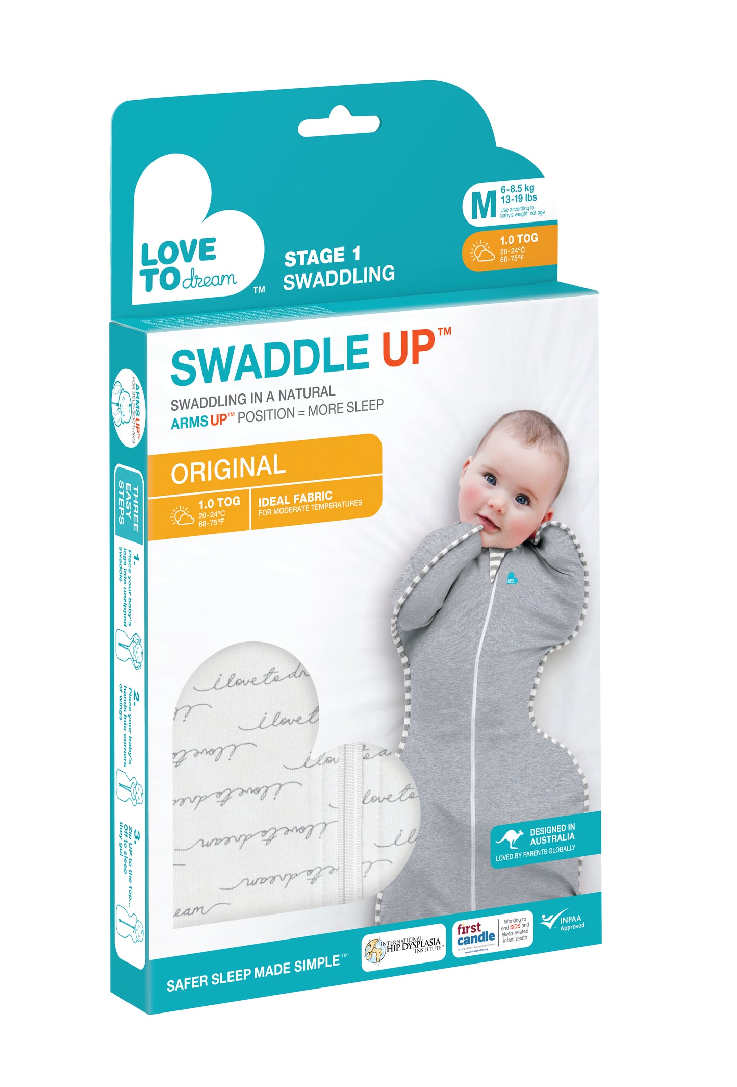 SWADDLE UP ORIGINAL 1.0 TOG DREAMER WHITE (CS) Love To Dream South Africa