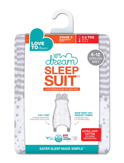 SLEEP SUIT 0.2 TOG DAYDREAM GREY Love To Dream South Africa
