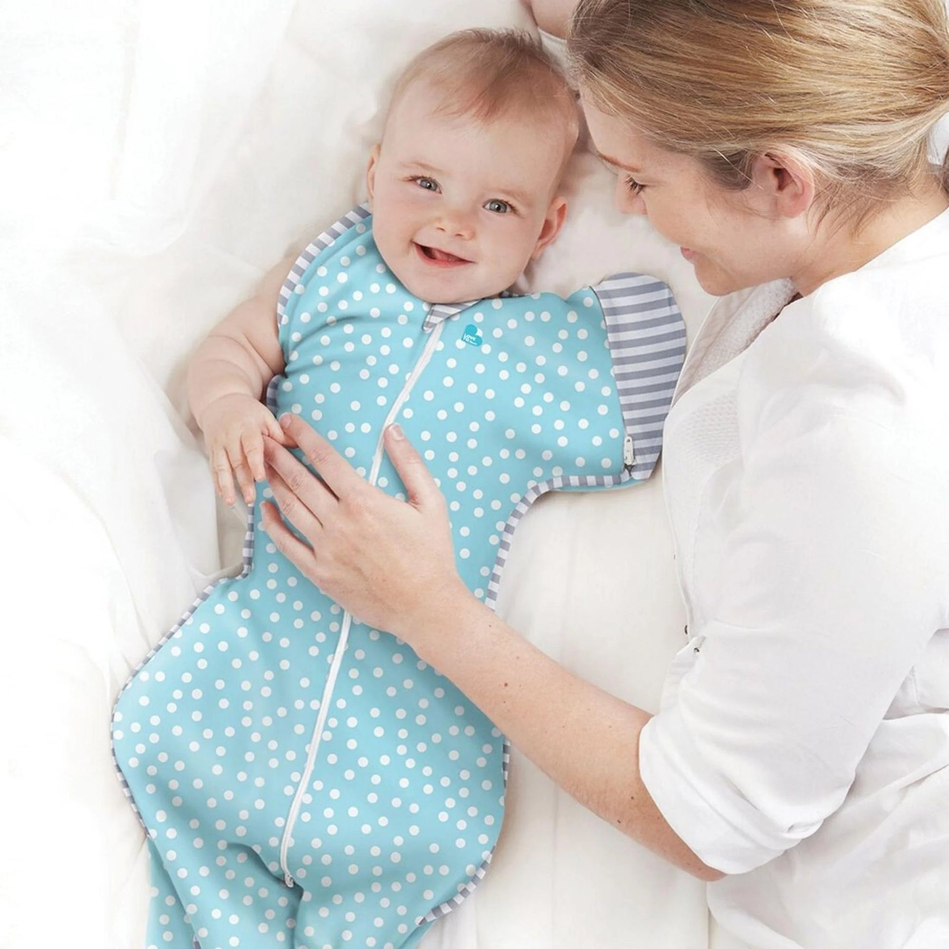 SWADDLE UP TRANSITION BAG LITE 0.2 TOG AQUA DOTS Love To Dream South Africa