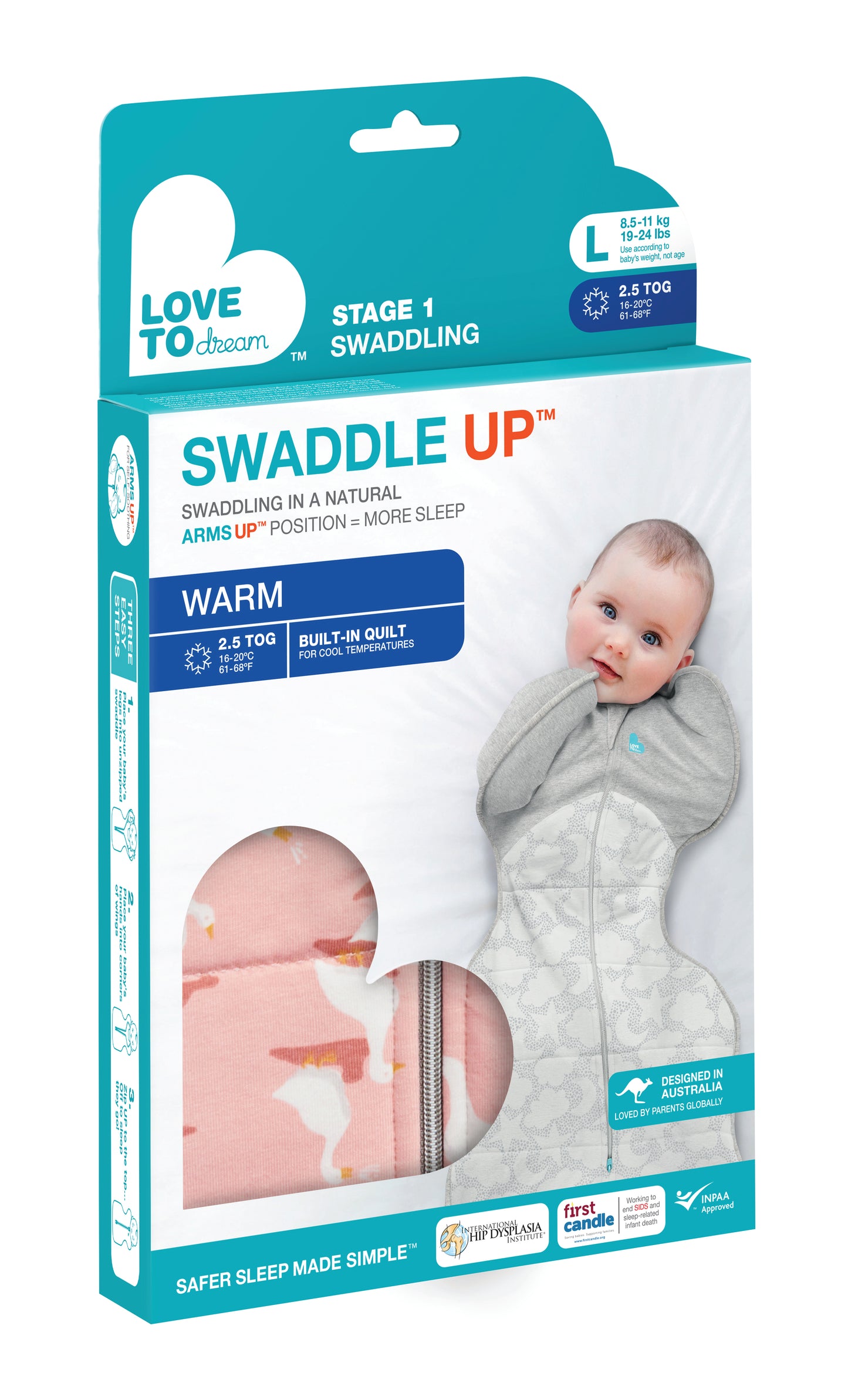 SWADDLE UP WARM 2.5 TOG SILLY GOOSE PINK Love To Dream South Africa