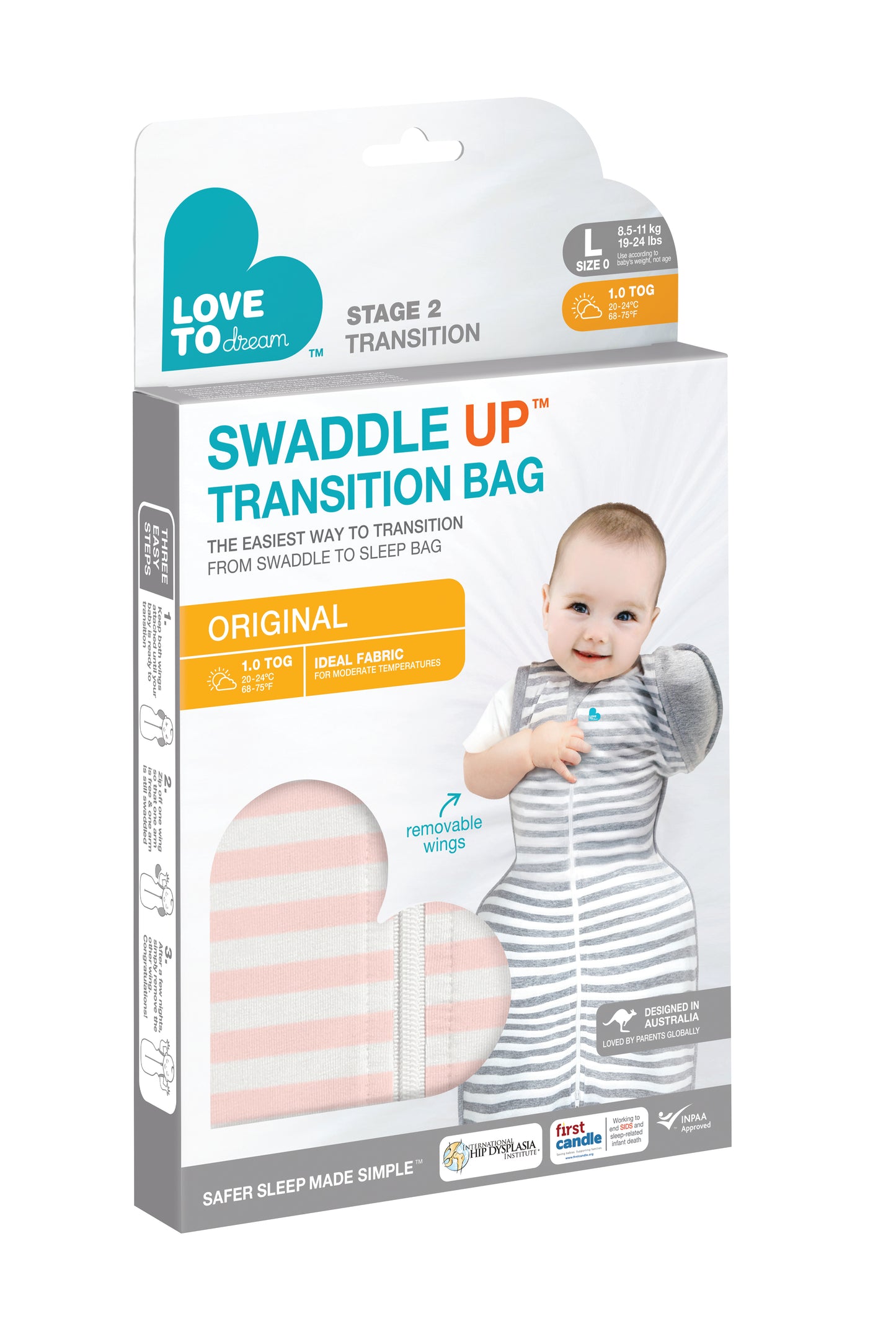 SWADDLE UP TRANSITION BAG ORIGINAL 1.0 TOG DUSTY PINK Love To Dream South Africa