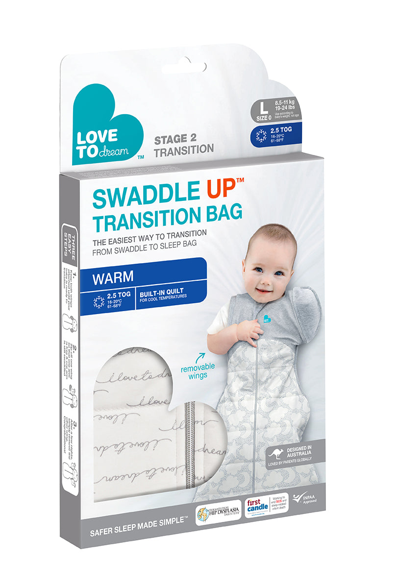 SWADDLE UP TRANSITION BAG WARM 2.5 TOG DREAMER WHITE Love To Dream South Africa